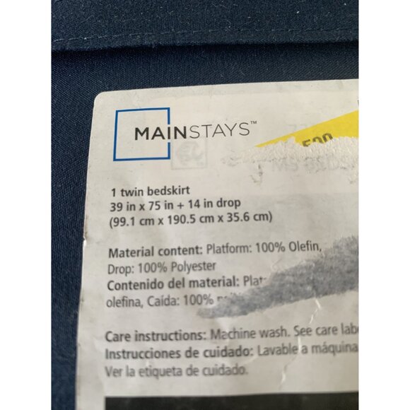 Mainstays Twin Bedskirt 39" X 75" X 14" Drop Blue Olefin & Polyester - Picture 2 of 2